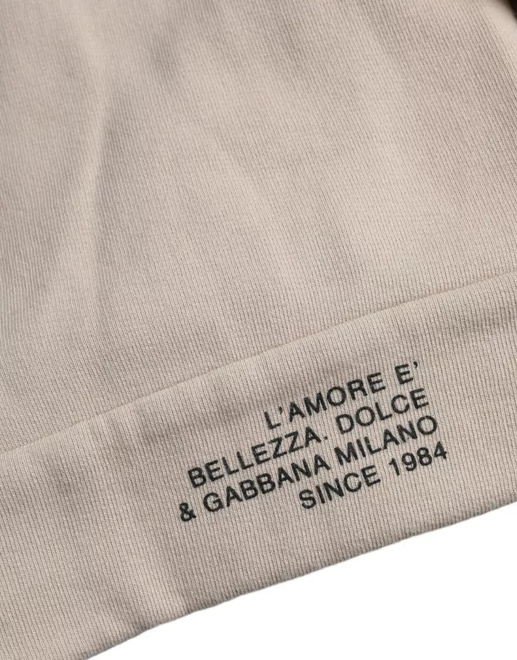 Dolce &amp; Gabbana Beige Cotton Crew Neck Sweatshirt Sweater
