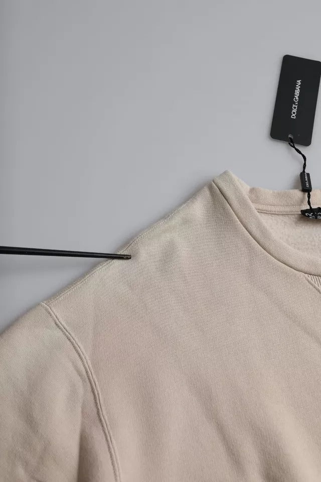 Dolce &amp; Gabbana Beige Cotton Crew Neck Sweatshirt Sweater