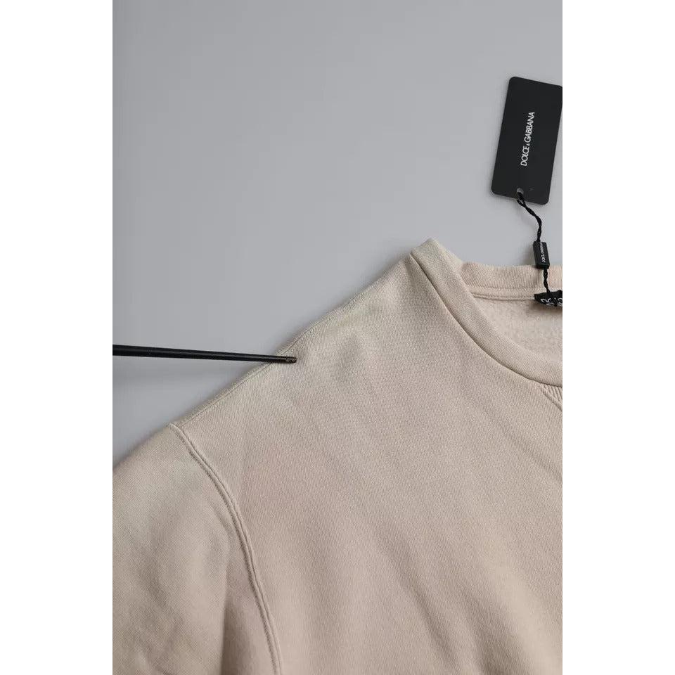 Dolce &amp; Gabbana Beige Cotton Crew Neck Sweatshirt Sweater