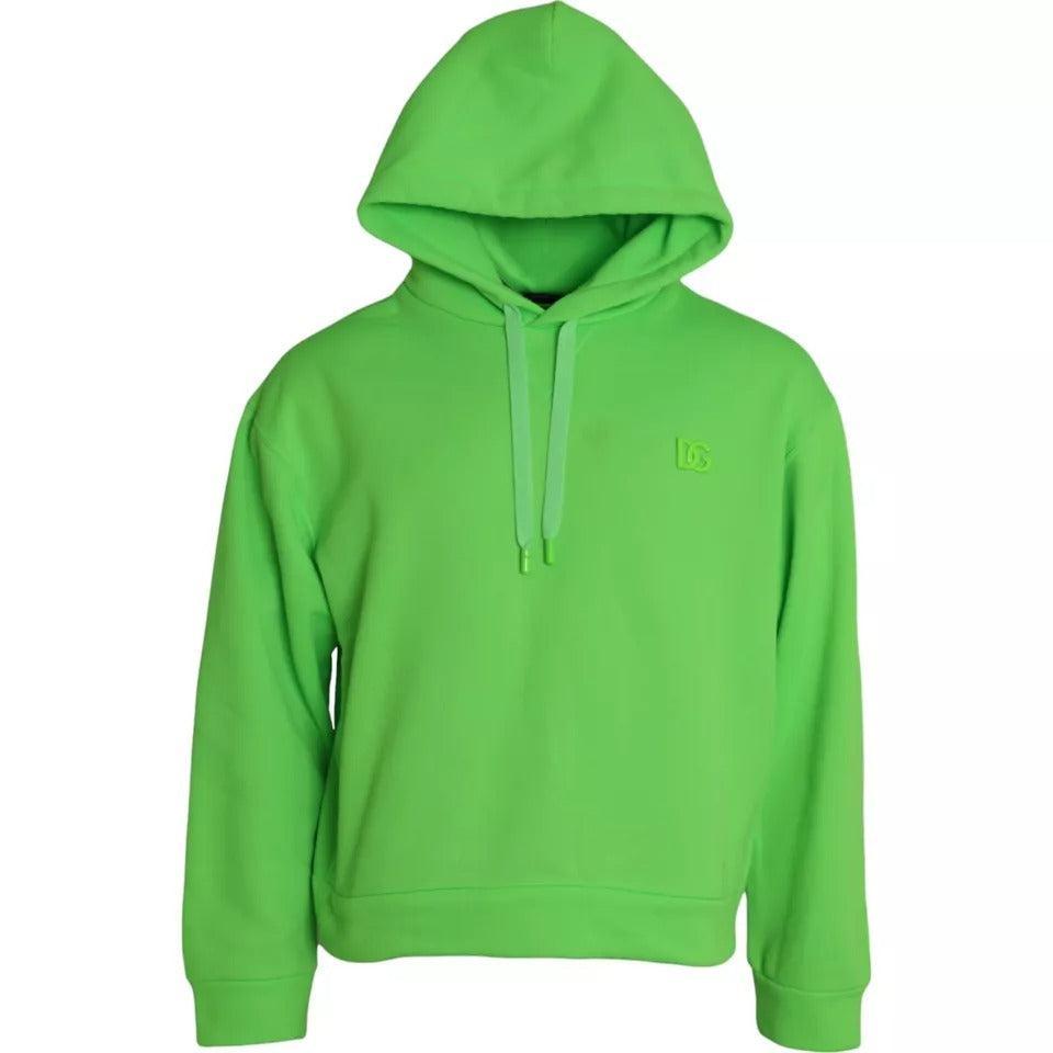Dolce &amp; Gabbana Green Logo Hooded Pullover Sweatshirt Sweater