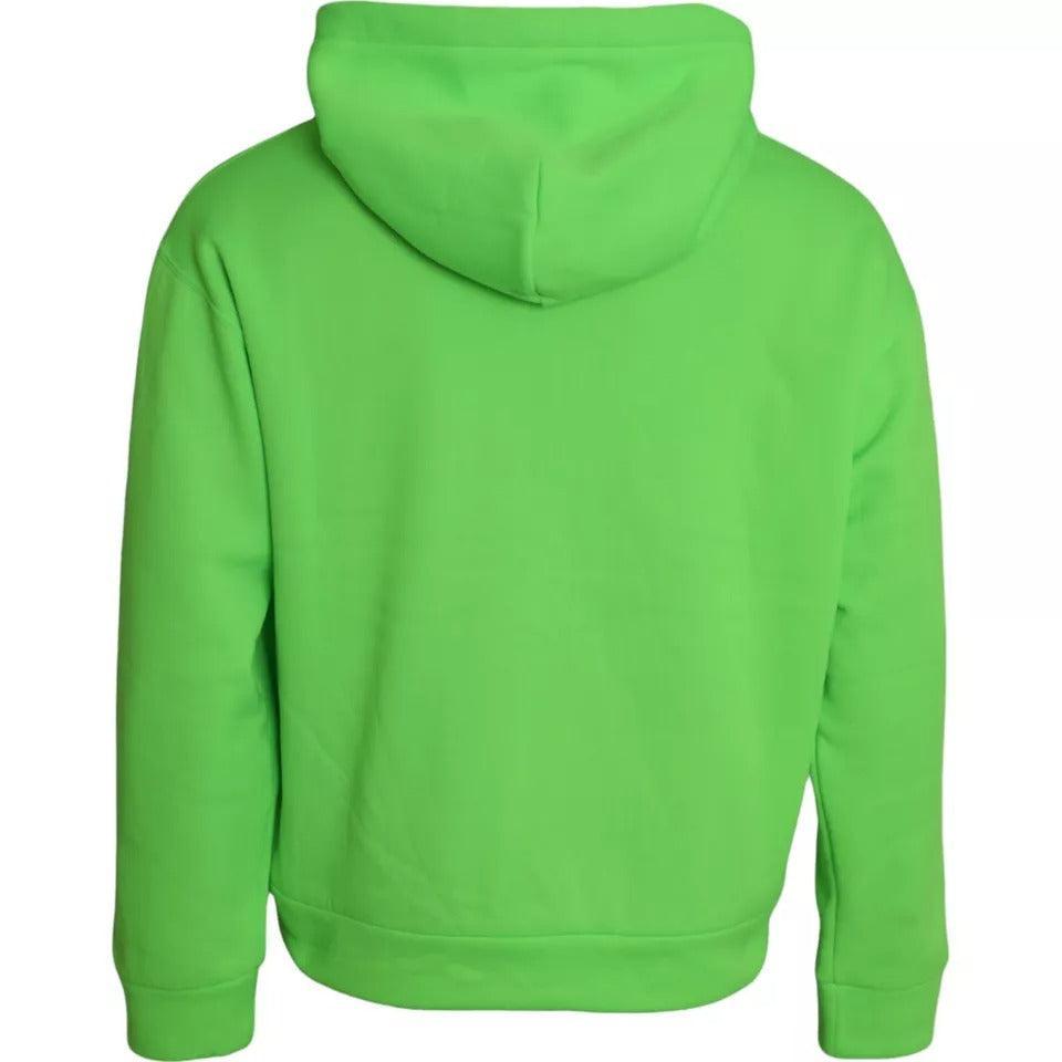 Dolce &amp; Gabbana Green Logo Hooded Pullover Sweatshirt Sweater