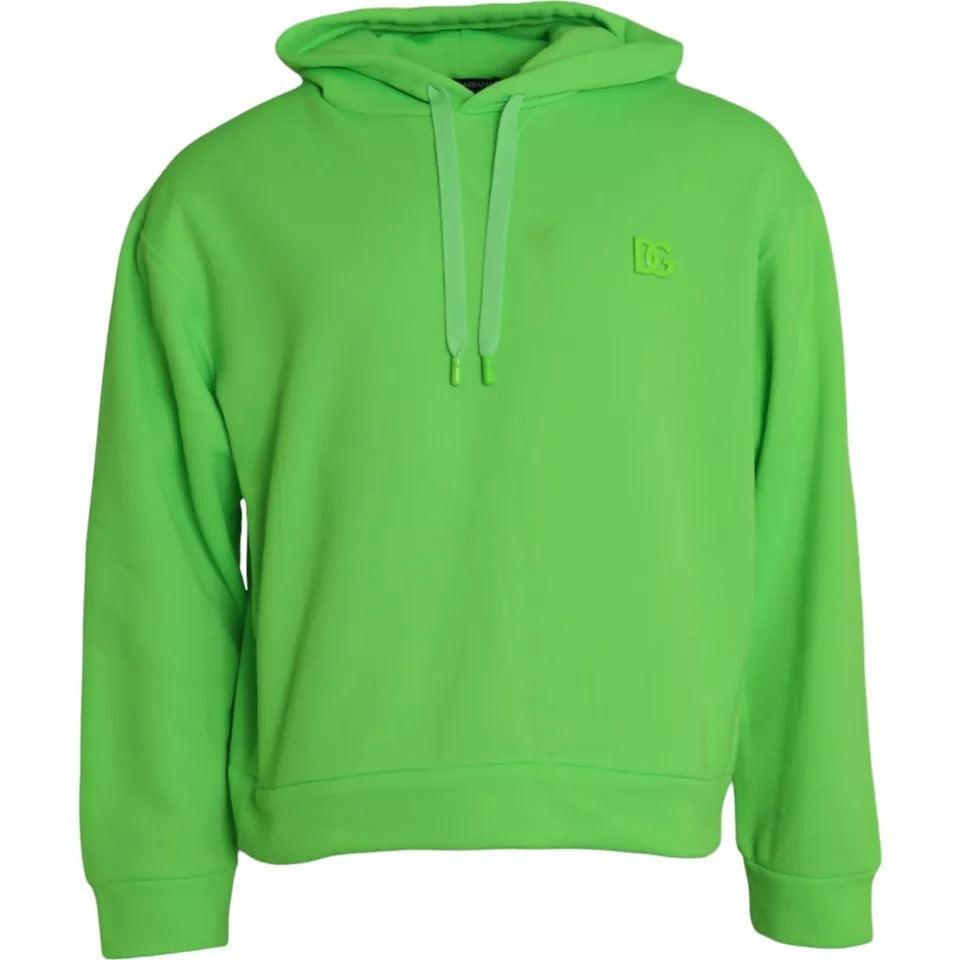 Dolce &amp; Gabbana Green Logo Hooded Pullover Sweatshirt Sweater