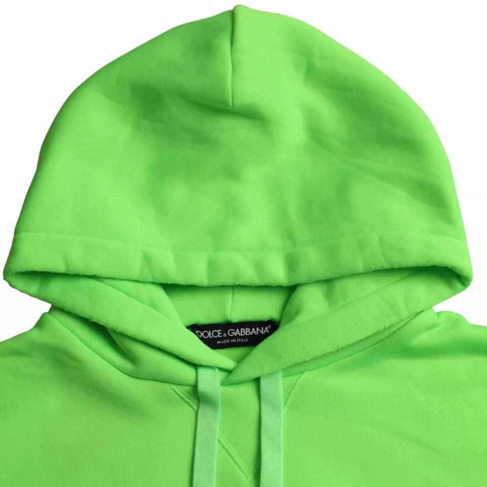 Dolce &amp; Gabbana Green Logo Hooded Pullover Sweatshirt Sweater