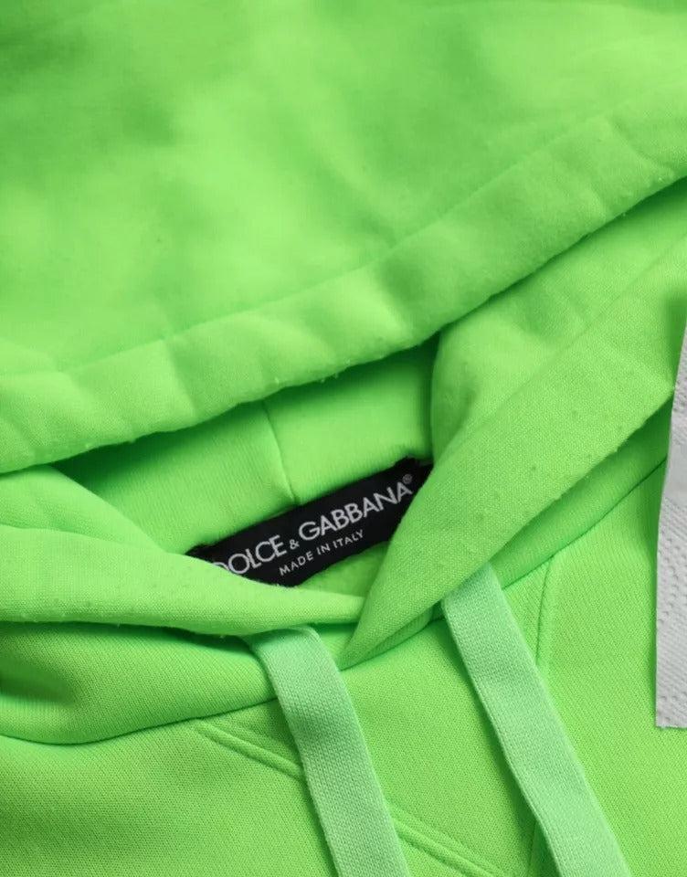 Dolce &amp; Gabbana Green Logo Hooded Pullover Sweatshirt Sweater