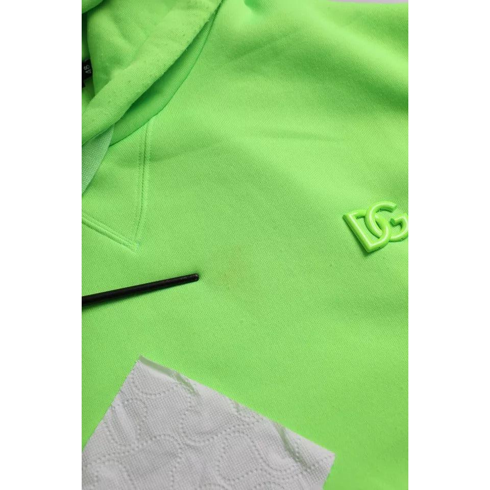 Dolce &amp; Gabbana Green Logo Hooded Pullover Sweatshirt Sweater