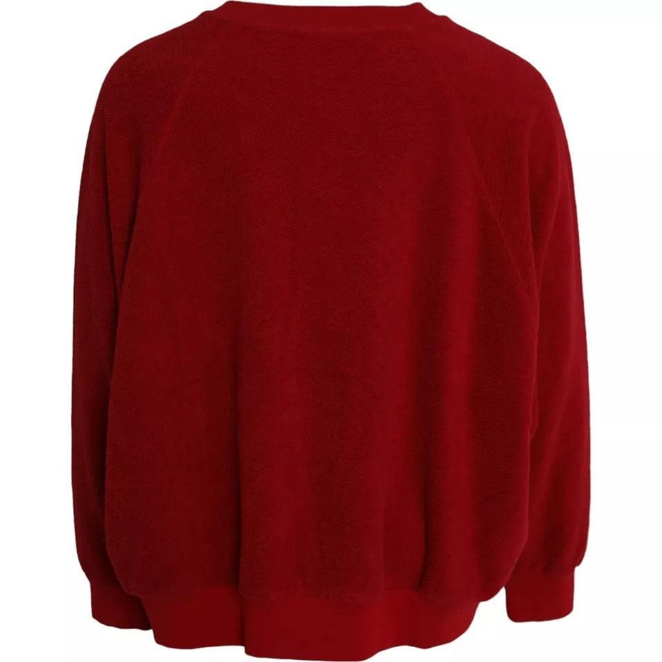Dolce &amp; Gabbana Red Logo Cotton Crew Neck Pullover Sweater