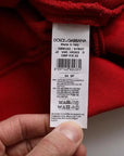 Dolce & Gabbana Red Logo Cotton Crew Neck Pullover Sweater