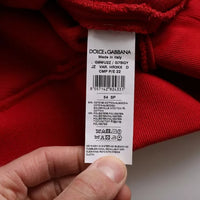 Dolce & Gabbana Red Logo Cotton Crew Neck Pullover Sweater