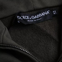 Dolce & Gabbana Army Green Logo Hooded Full Zip Sweater