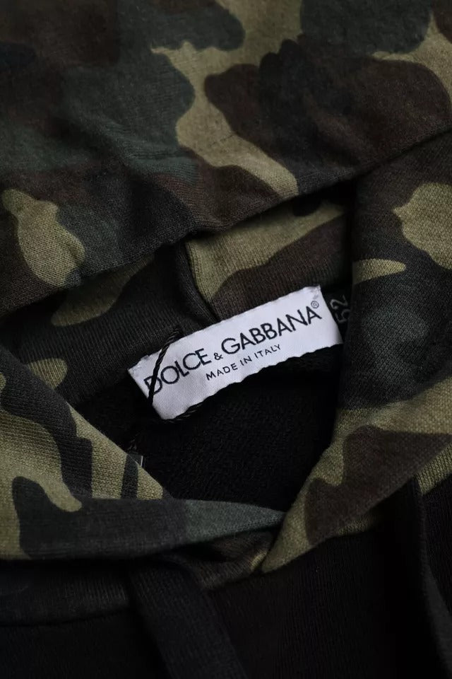 Dolce & Gabbana Black Camouflage Hooded Sweatshirt Sweater