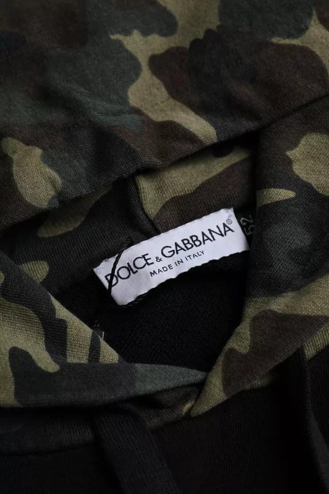 Dolce &amp; Gabbana Black Camouflage Hooded Sweatshirt Sweater