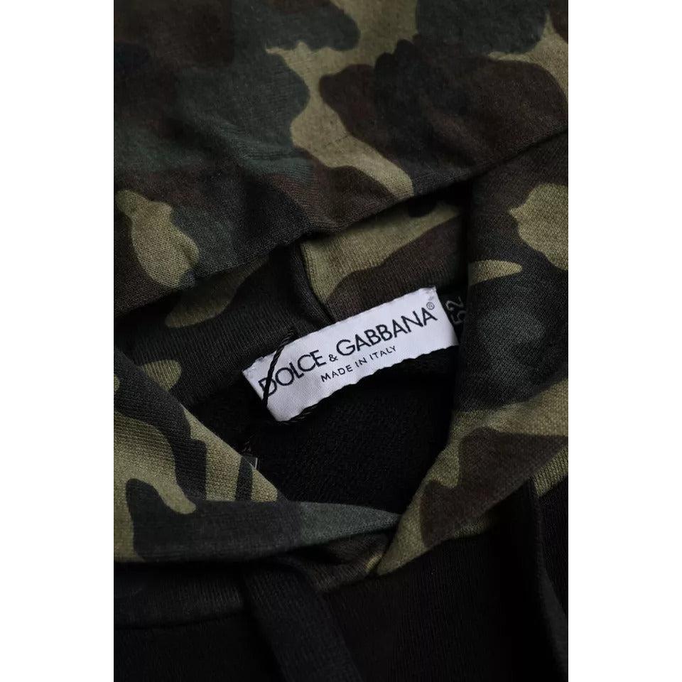 Dolce &amp; Gabbana Black Camouflage Hooded Sweatshirt Sweater