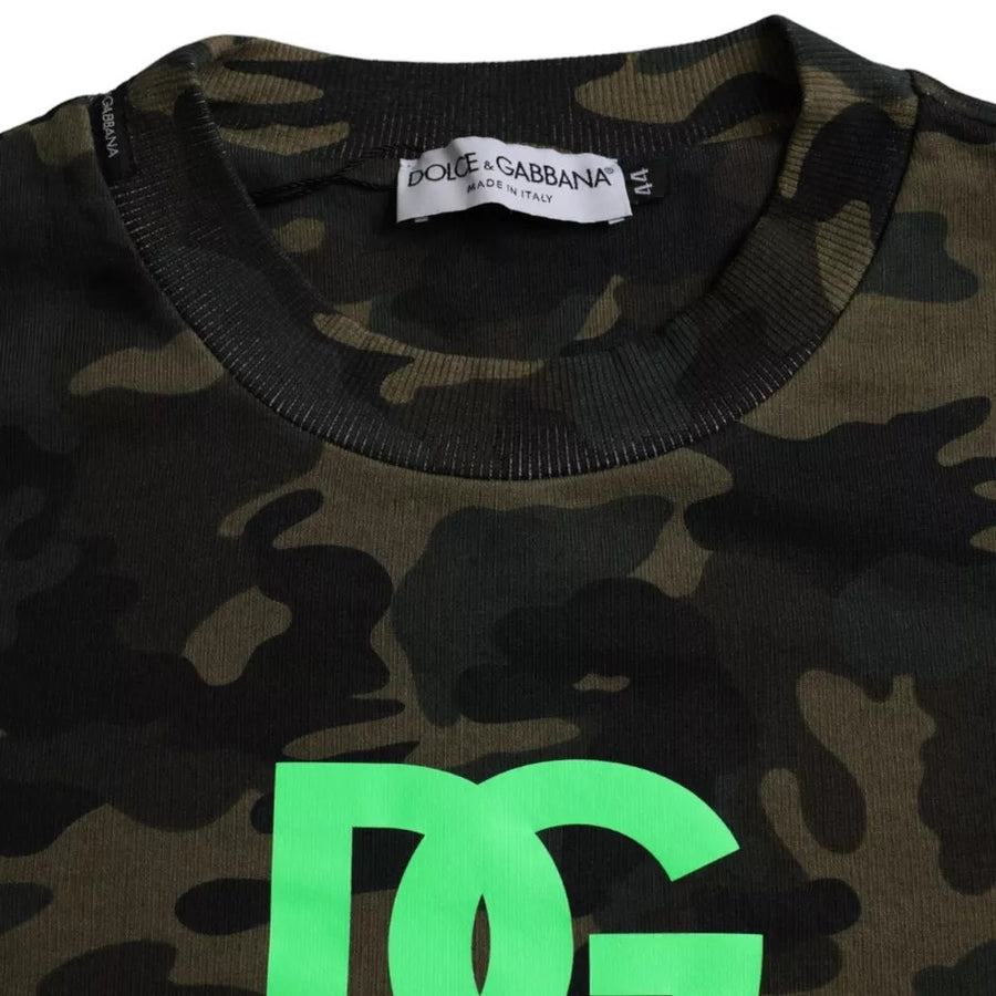 Dolce & Gabbana Black Camouflage Crew Neck Pullover Sweater