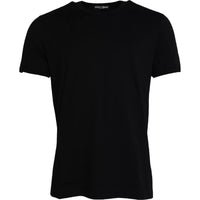 Dolce & Gabbana Black Cotton Round Neck Short Sleeves T-shirt