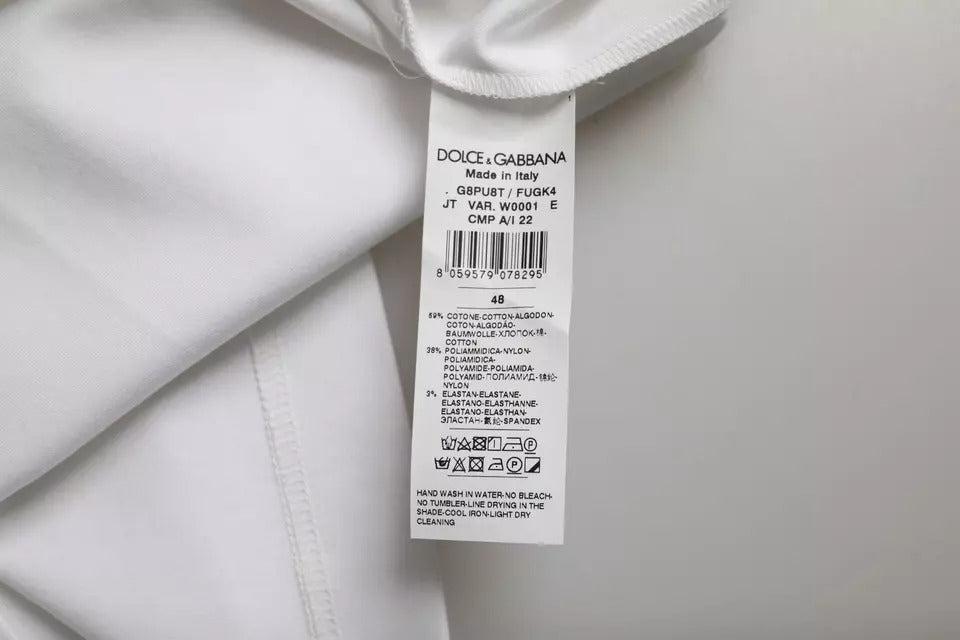 Dolce &amp; Gabbana White Cotton Round Neck Short Sleeve T-shirt