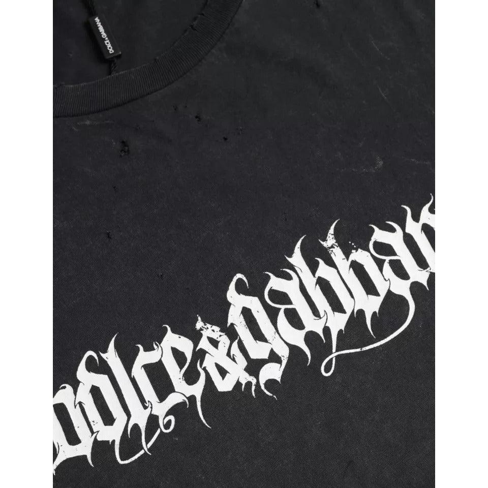 Dolce &amp; Gabbana Black Graphic Printed Cotton Short Sleeves T-shirt