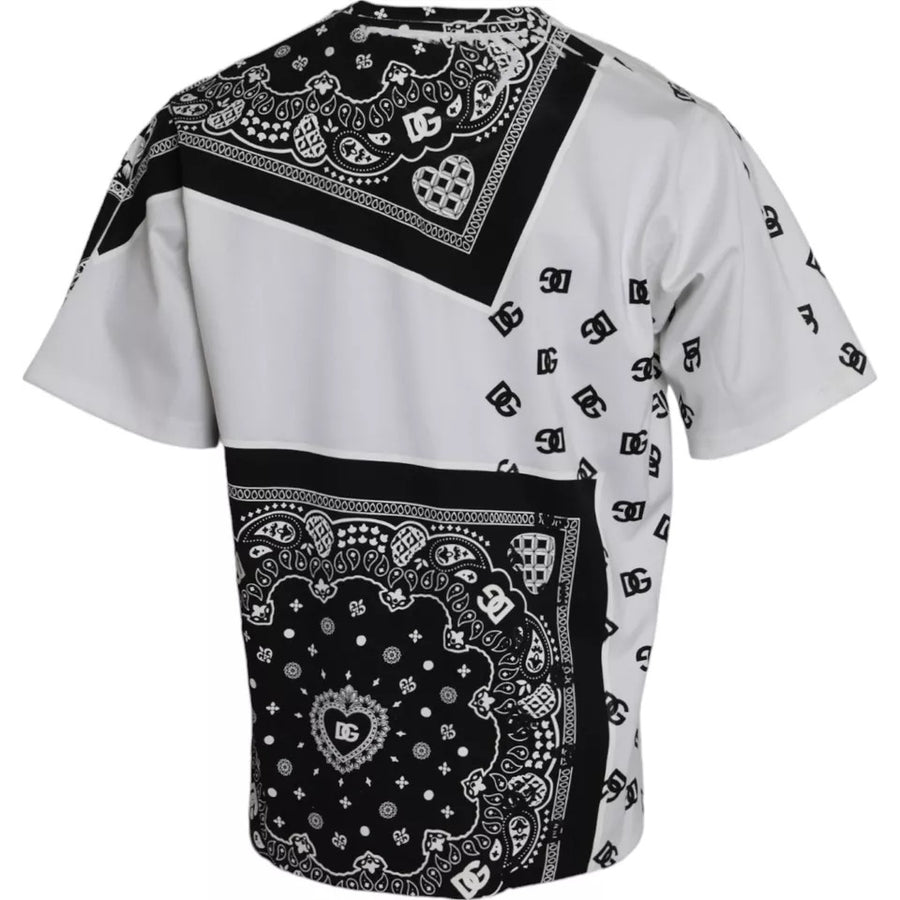 Dolce & Gabbana White Bandana Print Cotton Short Sleeves T-shirt