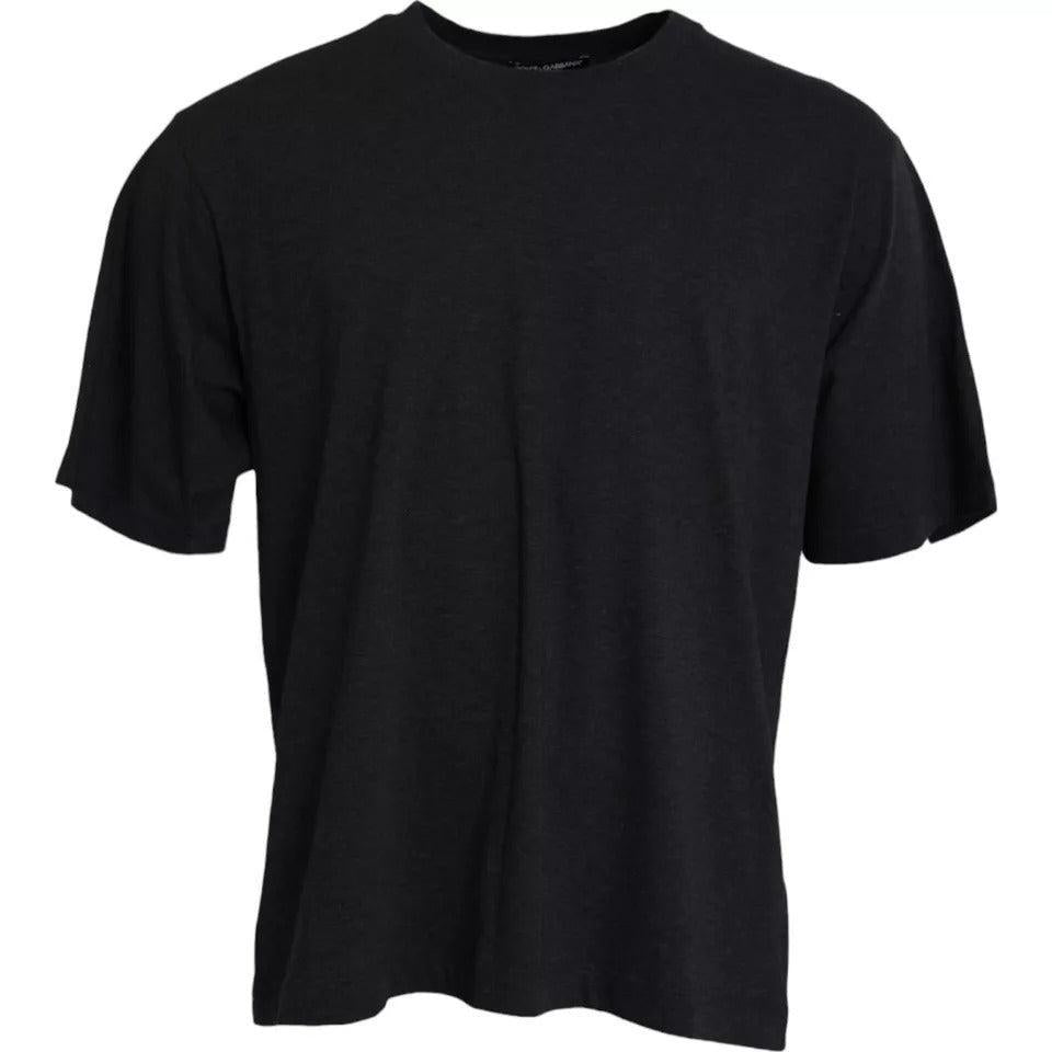 Dolce &amp; Gabbana Black Cotton Crew Neck Short Sleeves T-shirt
