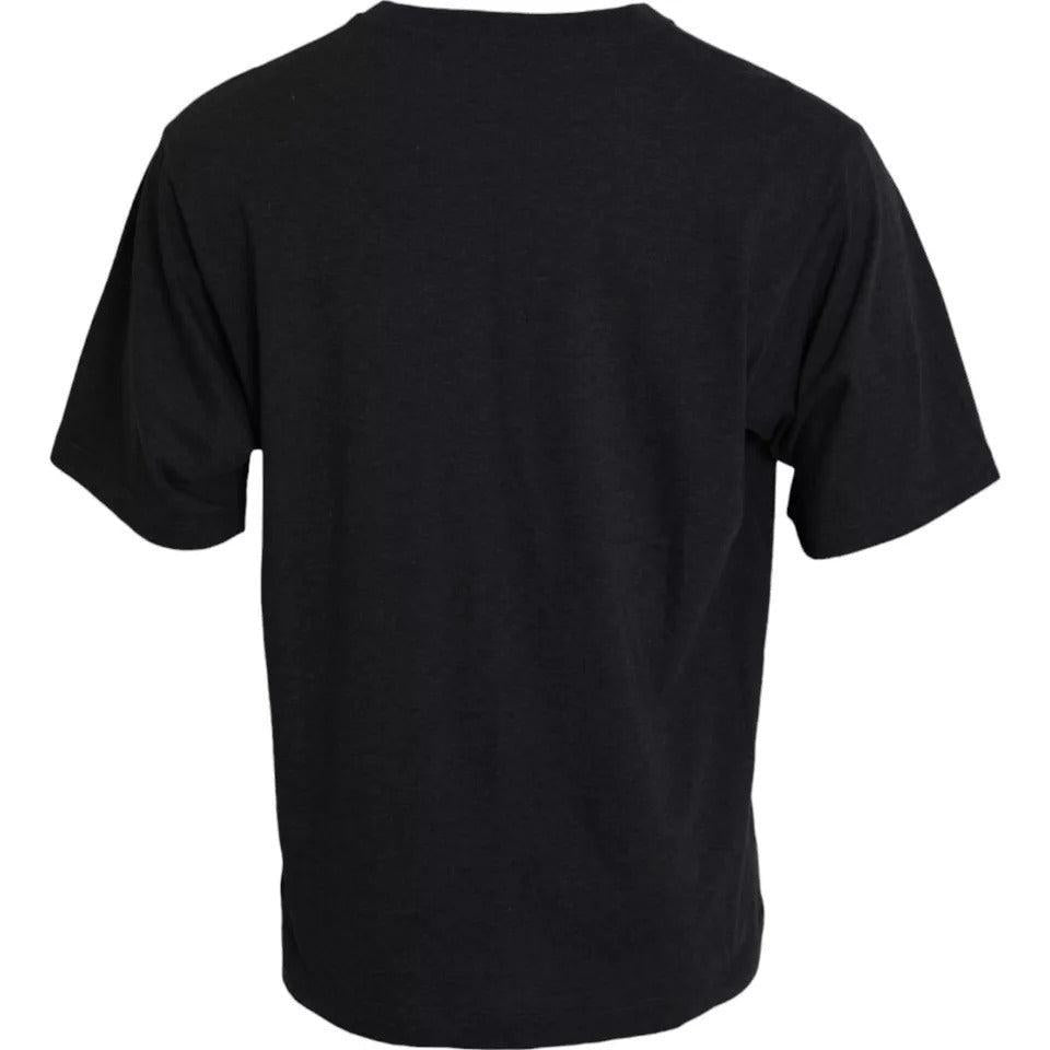 Dolce &amp; Gabbana Black Cotton Crew Neck Short Sleeves T-shirt