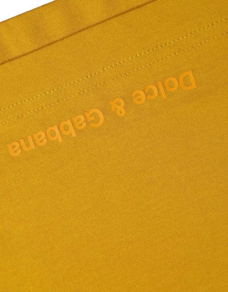 Dolce &amp; Gabbana Dark Yellow Logo Cotton Round Neck T-shirt