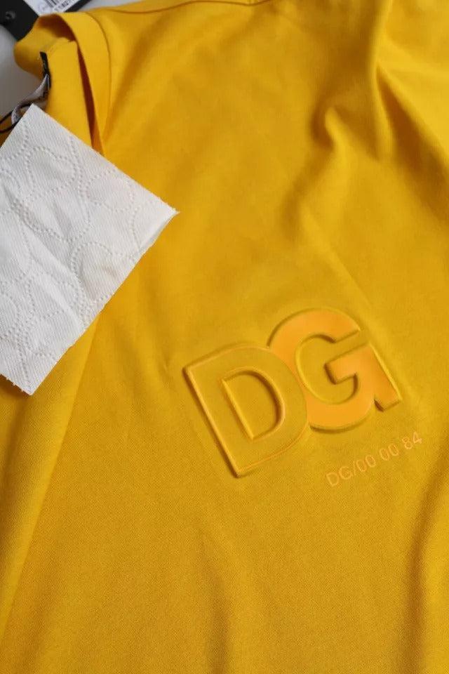 Dolce &amp; Gabbana Dark Yellow Logo Cotton Round Neck T-shirt