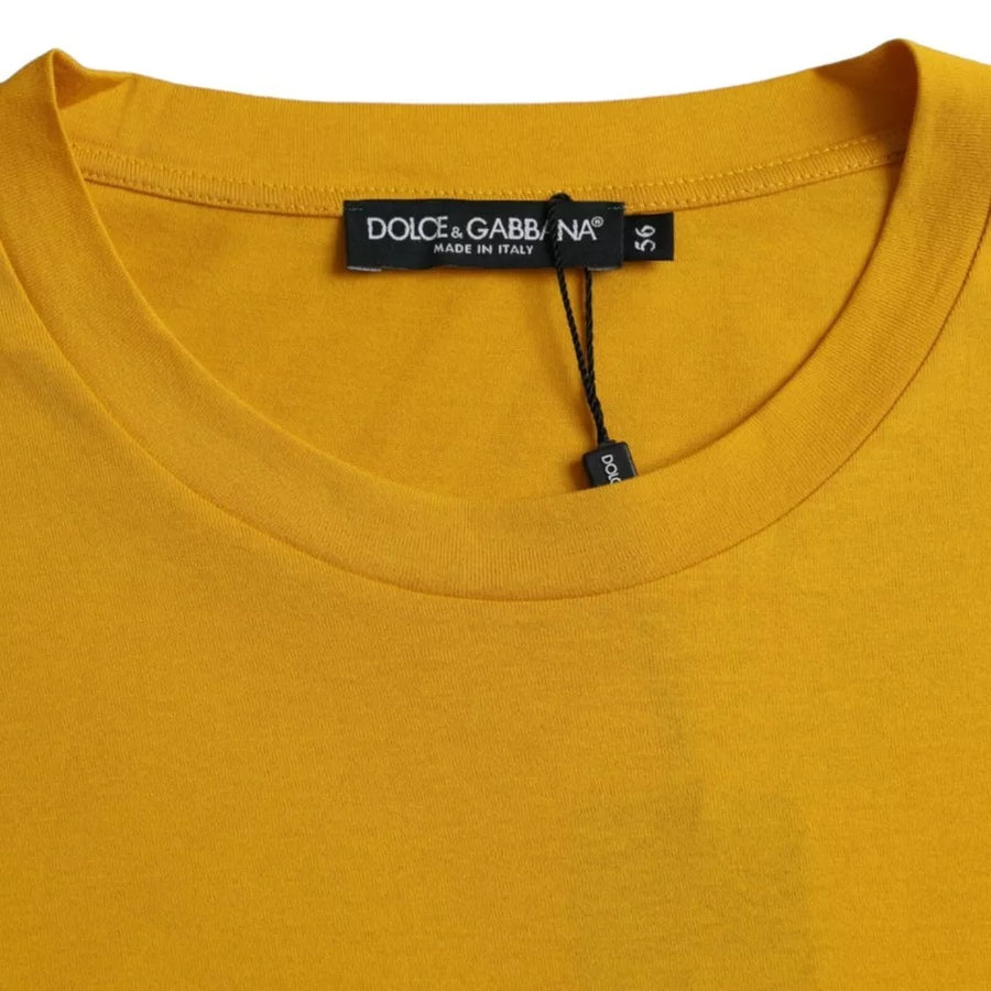 Dolce & Gabbana Dark Yellow Logo Cotton Round Neck T-shirt