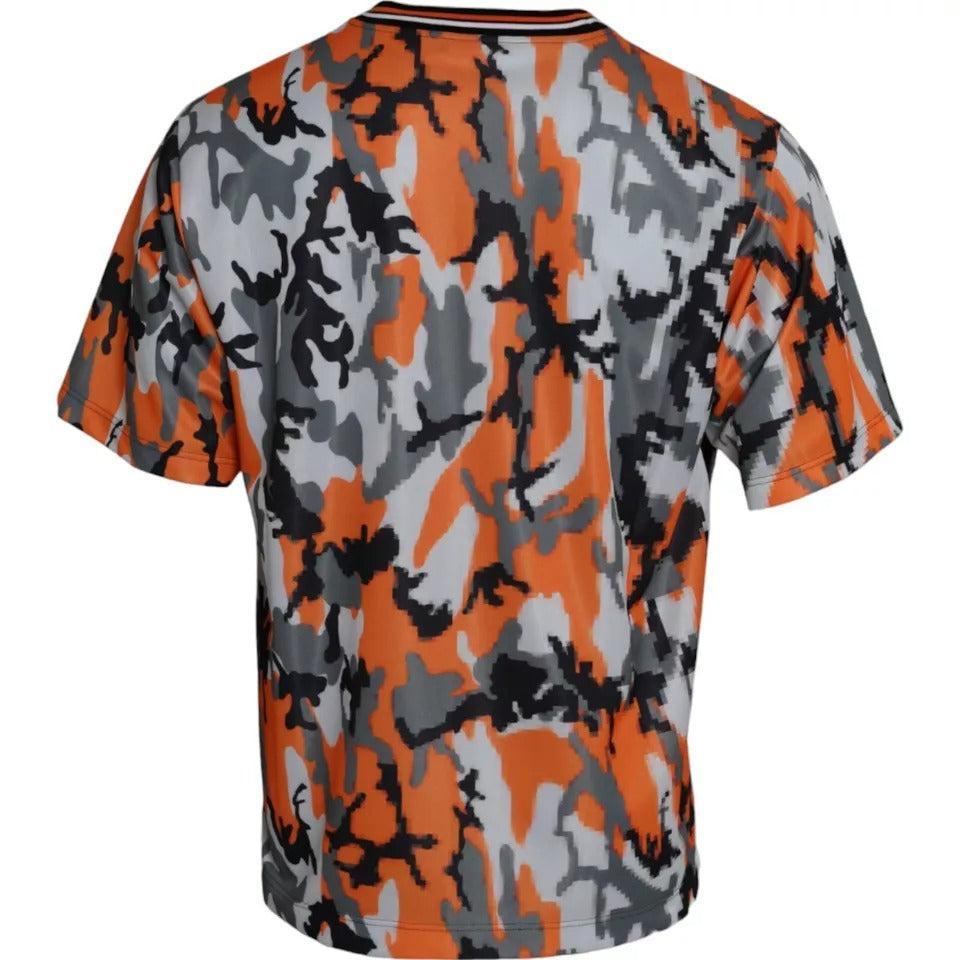 Dolce &amp; Gabbana Multicolor Camouflage Cotton Crew Neck Men T-shirt