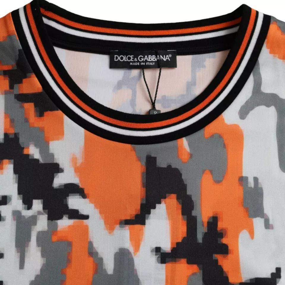Dolce &amp; Gabbana Multicolor Camouflage Cotton Crew Neck Men T-shirt