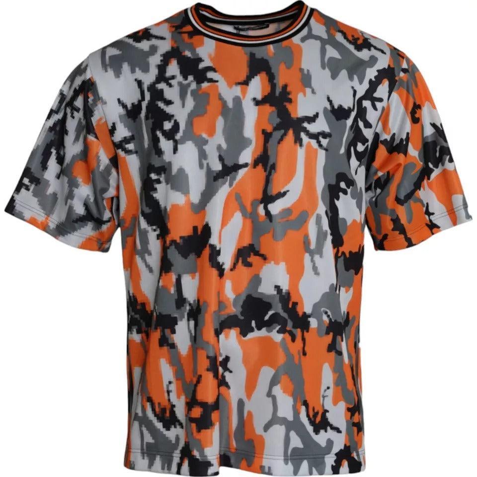 Dolce &amp; Gabbana Multicolor Camouflage Cotton Crew Neck Men T-shirt