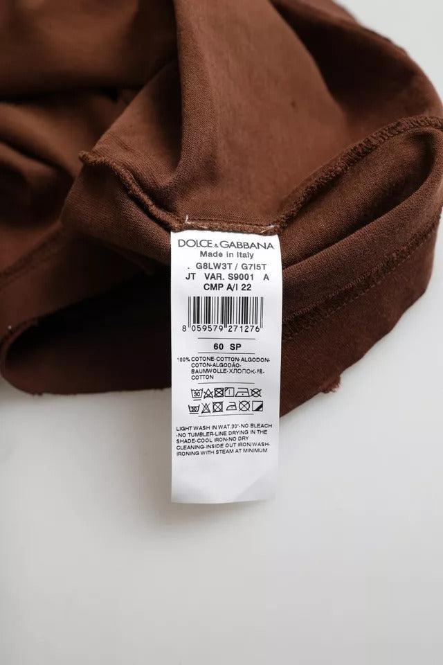 Dolce &amp; Gabbana Brown Color Splash Cotton Crew Neck T-shirt