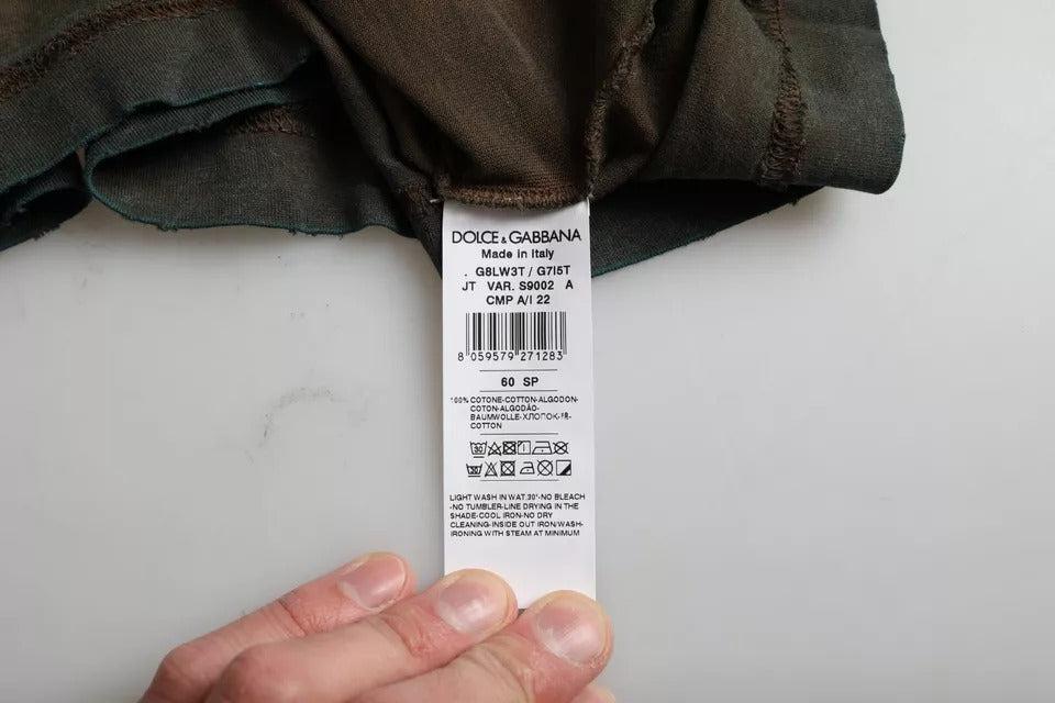 Dolce &amp; Gabbana Gray Color Splash Cotton Crew Neck T-shirt