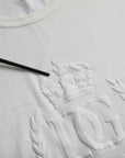 Dolce & Gabbana White Logo Embossed Cotton Crewneck T-shirt