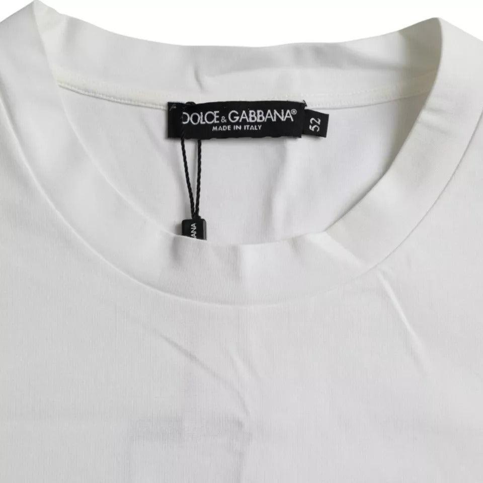 Dolce &amp; Gabbana White Logo Round Neck Short Sleeves T-shirt