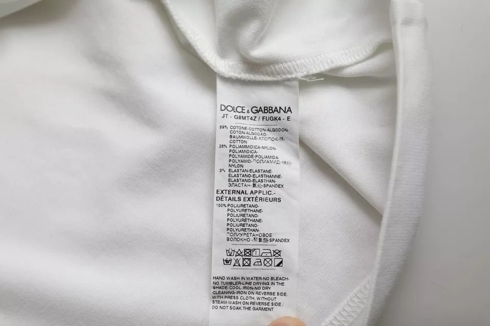 Dolce &amp; Gabbana White Logo Round Neck Short Sleeves T-shirt