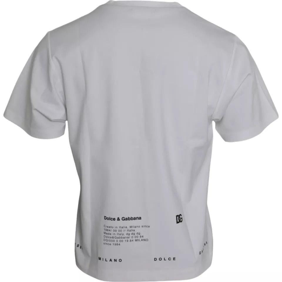 Dolce &amp; Gabbana White Red Lips Print Cotton Men T-shirt