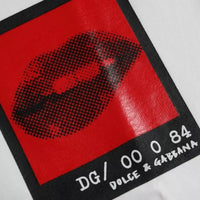 Dolce & Gabbana White Red Lips Print Cotton Men T-shirt