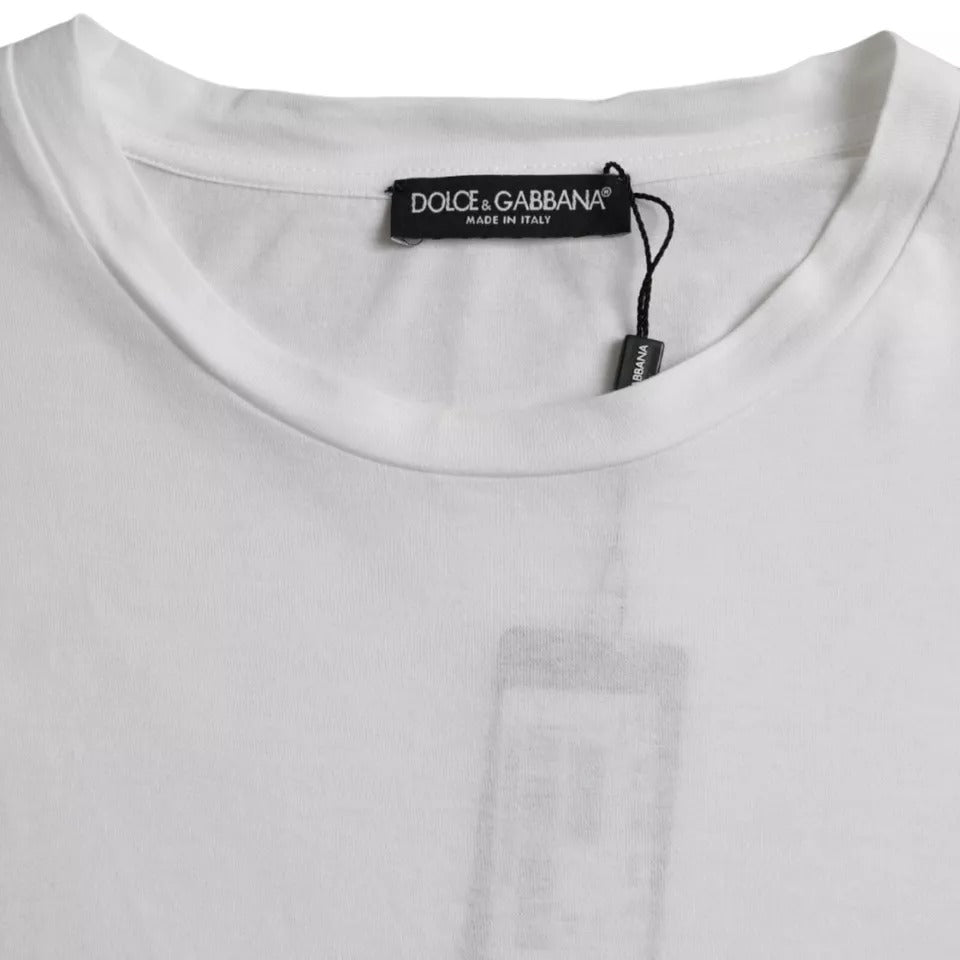 Dolce & Gabbana White Cotton Round Neck Short Sleeve T-shirt