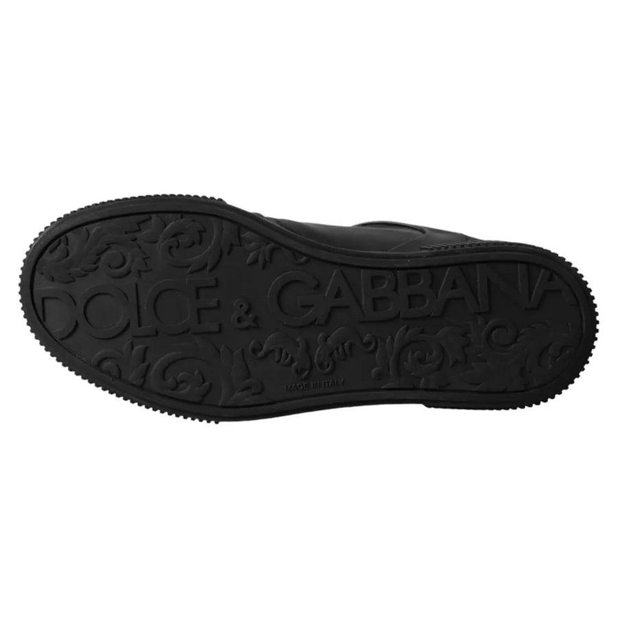 Dolce & Gabbana Black Leather Low Top Sneakers Men Shoes