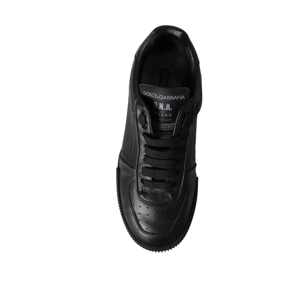 Dolce &amp; Gabbana Black Leather Low Top Sneakers Men Shoes