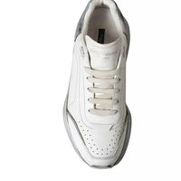 Dolce & Gabbana White Silver Daymaster Low Top Sneakers Shoes