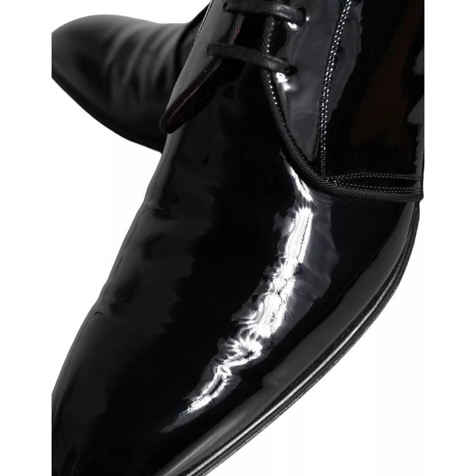 Dolce &amp; Gabbana Black Patent Leather Derby Men Dress Shoes