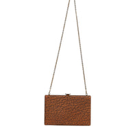 Dolce & Gabbana Brown Leather Gold Frame Clutch Mini Crossbody Bag