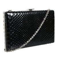 Dolce & Gabbana Black Leather Silver Frame Clutch Mini Crossbody Bag