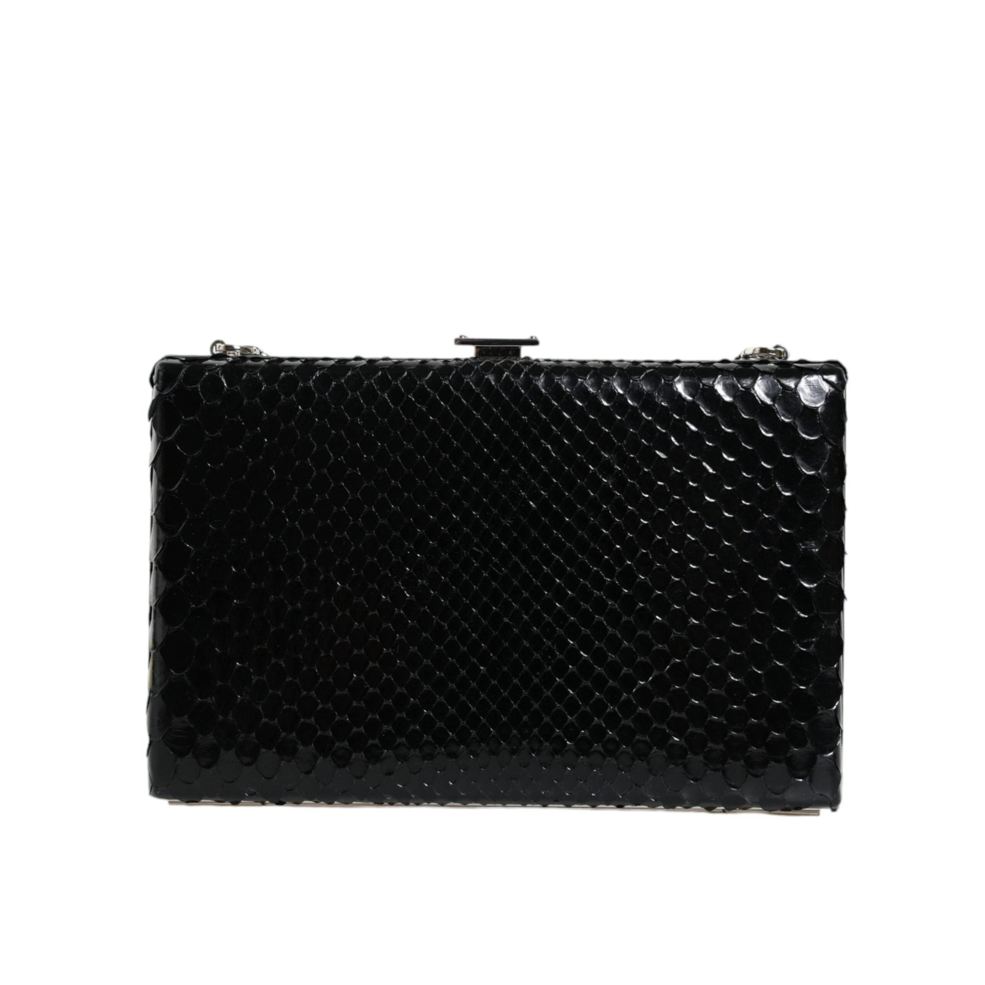 Dolce &amp; Gabbana Black Leather Silver Frame Clutch Mini Crossbody Bag