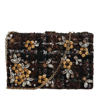 Dolce & Gabbana Multicolor Tweed Floral Clutch Evening Party Purse CrossBody Bag