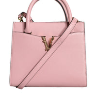 Versace Pink Small Top Handle Grainy Calf Leather Crossbody Bag