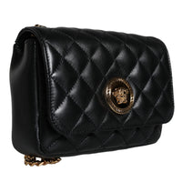 Versace Black Quilted Lambskin Leather Crossbody Shoulder Bag