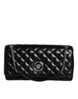 Versace Black Quilted Lambskin Leather Crossbody Shoulder Bag
