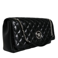 Versace Black Quilted Lambskin Leather Crossbody Shoulder Bag