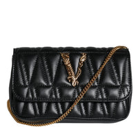 Versace Black Mini Nappa Leather Crossbody Shoulder Bag